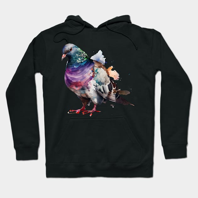 Watercolor Pigeon Hoodie by CreativeDesignsx